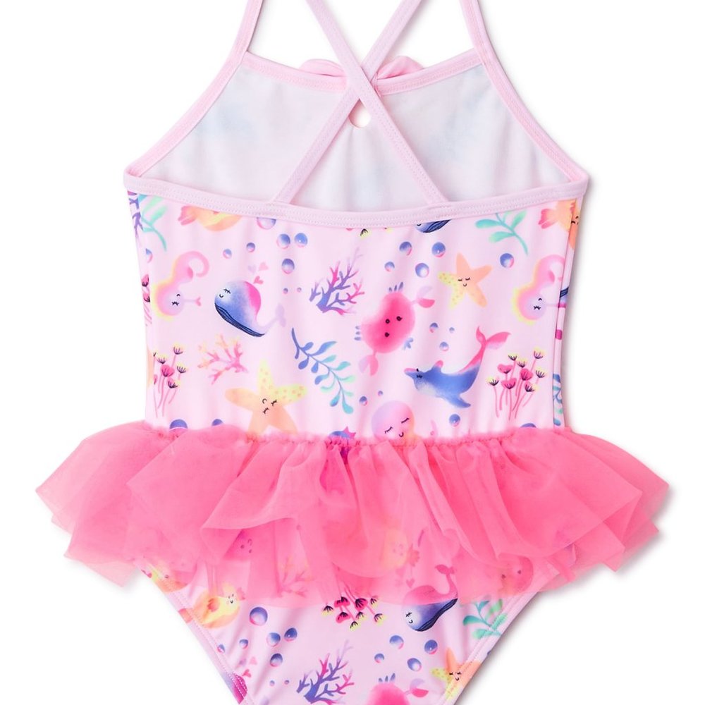 Toddler Girl One-Piece Tutu Swimsuit Pink 12 Month - Picture 3 of 4